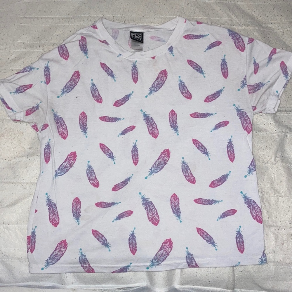 White Ombre Feather Top